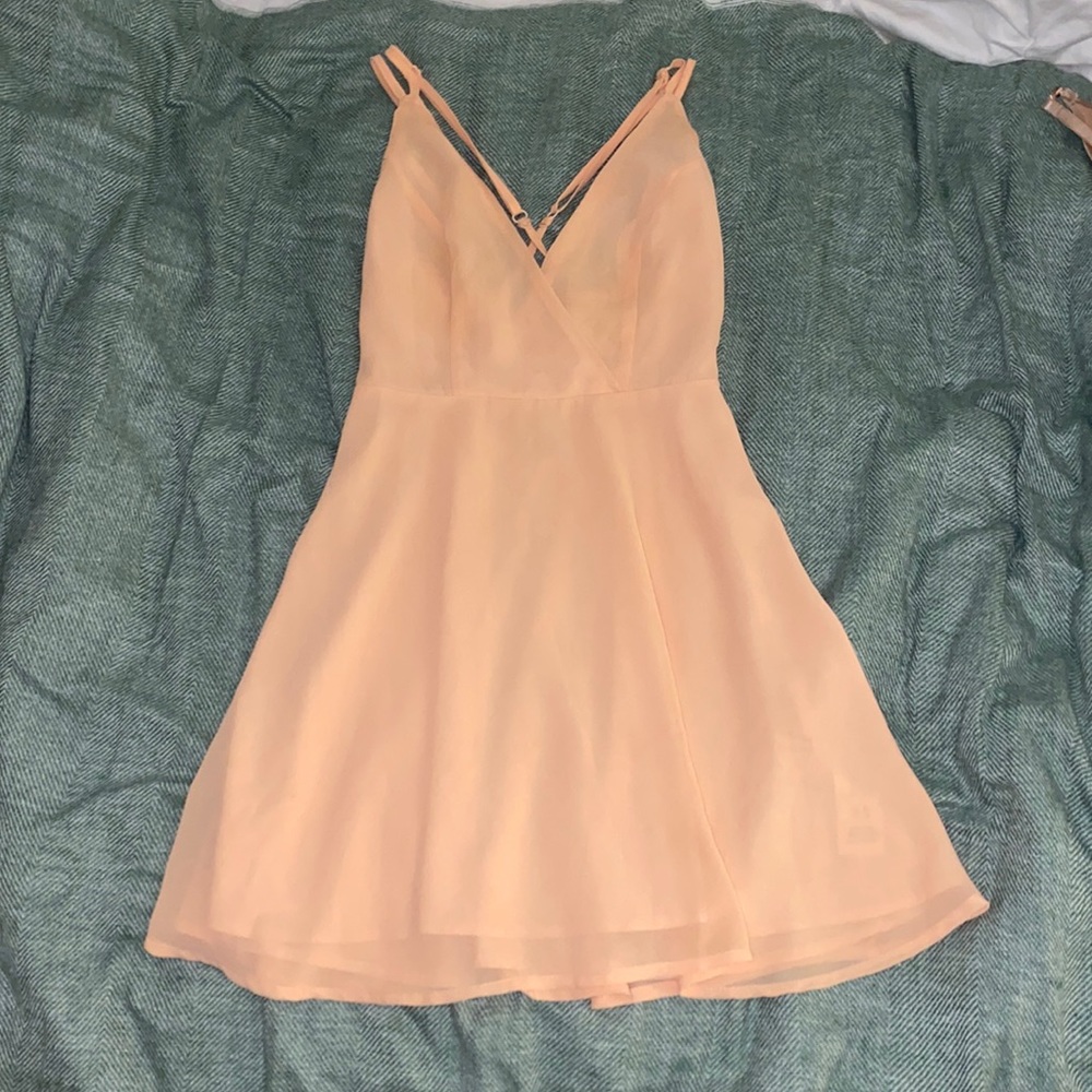 Tobi Casey Cross Back Skater mini dress in blush